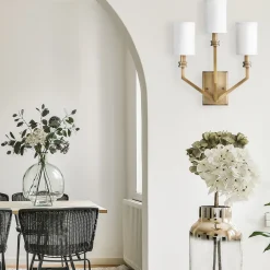 Elstead Wandleuchte Metall Stoff 48,3 cm hoch E14 3-flammig* Wandleuchten|Rustikale Lampen