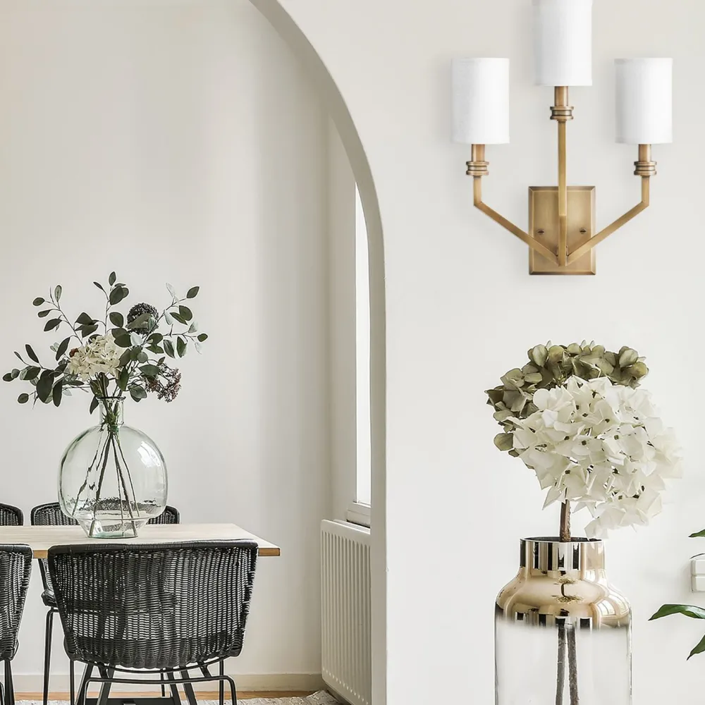 Elstead Wandleuchte Metall Stoff 48,3 cm hoch E14 3-flammig* Wandleuchten|Rustikale Lampen