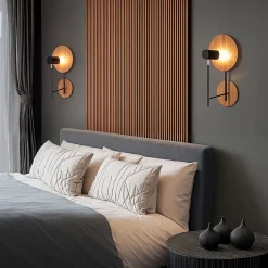 Discount Elstead Wandleuchte Metall Teak Holz Furnier GU10 50 cm hoch