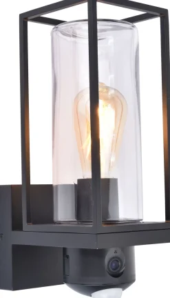 Eco-Light Wandleuchte mit Bewegungsmelder Aluminium Glas Schwarz* Metall Lampen|Moderne Außenleuchten