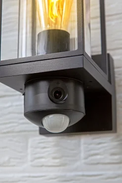 Eco-Light Wandleuchte mit Bewegungsmelder Aluminium Glas Schwarz* Metall Lampen|Moderne Außenleuchten