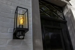 Eco-Light Wandleuchte mit Bewegungsmelder Aluminium Glas Schwarz* Metall Lampen|Moderne Außenleuchten