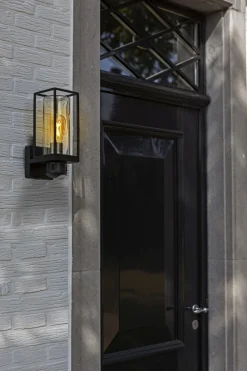 Eco-Light Wandleuchte mit Bewegungsmelder Aluminium Glas Schwarz* Metall Lampen|Moderne Außenleuchten