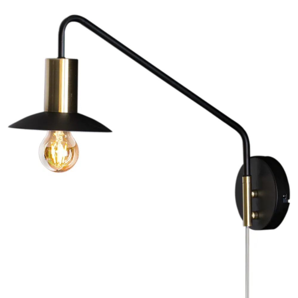 By Rydéns Wandleuchte mit Kabel Metall E27 Schwenkarm 35 cm hoch