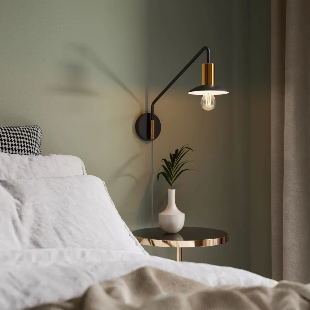 By Rydéns Wandleuchte mit Kabel Metall E27 Schwenkarm 35 cm hoch