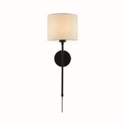 Outlet Searchlight Wandleuchte mit Kabel Schalter E27 Schwarz Natur