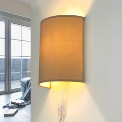 Outlet Nowodvorski Wandleuchte mit Kabel Schalter Kaffeebraun Stoff ALICE