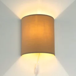 Outlet Nowodvorski Wandleuchte mit Kabel Schalter Kaffeebraun Stoff ALICE