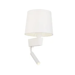 Online Nowodvorski Wandleuchte mit Leselampe Schalter Weiß Stoffschirm