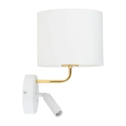 TK Lighting Wandleuchte mit Leselampe Schalter Weiß Gold DEMETRIO* Wandleuchten|Moderne Lampen