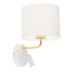 TK Lighting Wandleuchte mit Leselampe Schalter Weiß Gold DEMETRIO* Wandleuchten|Moderne Lampen