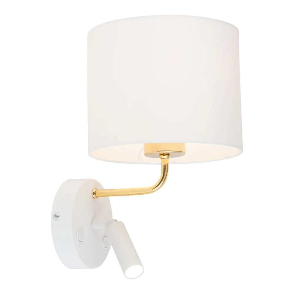 TK Lighting Wandleuchte mit Leselampe Schalter Weiß Gold DEMETRIO* Wandleuchten|Moderne Lampen