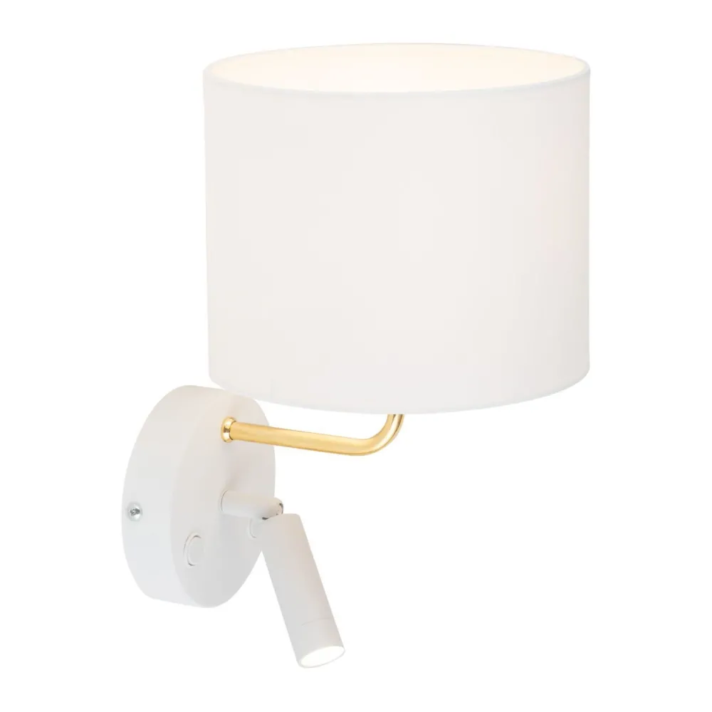 TK Lighting Wandleuchte mit Leselampe Schalter Weiß Gold DEMETRIO* Wandleuchten|Moderne Lampen