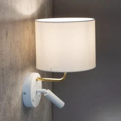 TK Lighting Wandleuchte mit Leselampe Schalter Weiß Gold DEMETRIO* Wandleuchten|Moderne Lampen