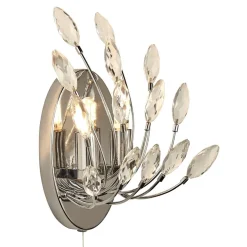 Sale Searchlight Wandleuchte mit Schalter Kristall H: 24 cm Chrom Klar 2x G9