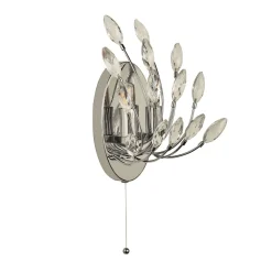 Sale Searchlight Wandleuchte mit Schalter Kristall H: 24 cm Chrom Klar 2x G9