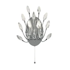 Sale Searchlight Wandleuchte mit Schalter Kristall H: 24 cm Chrom Klar 2x G9