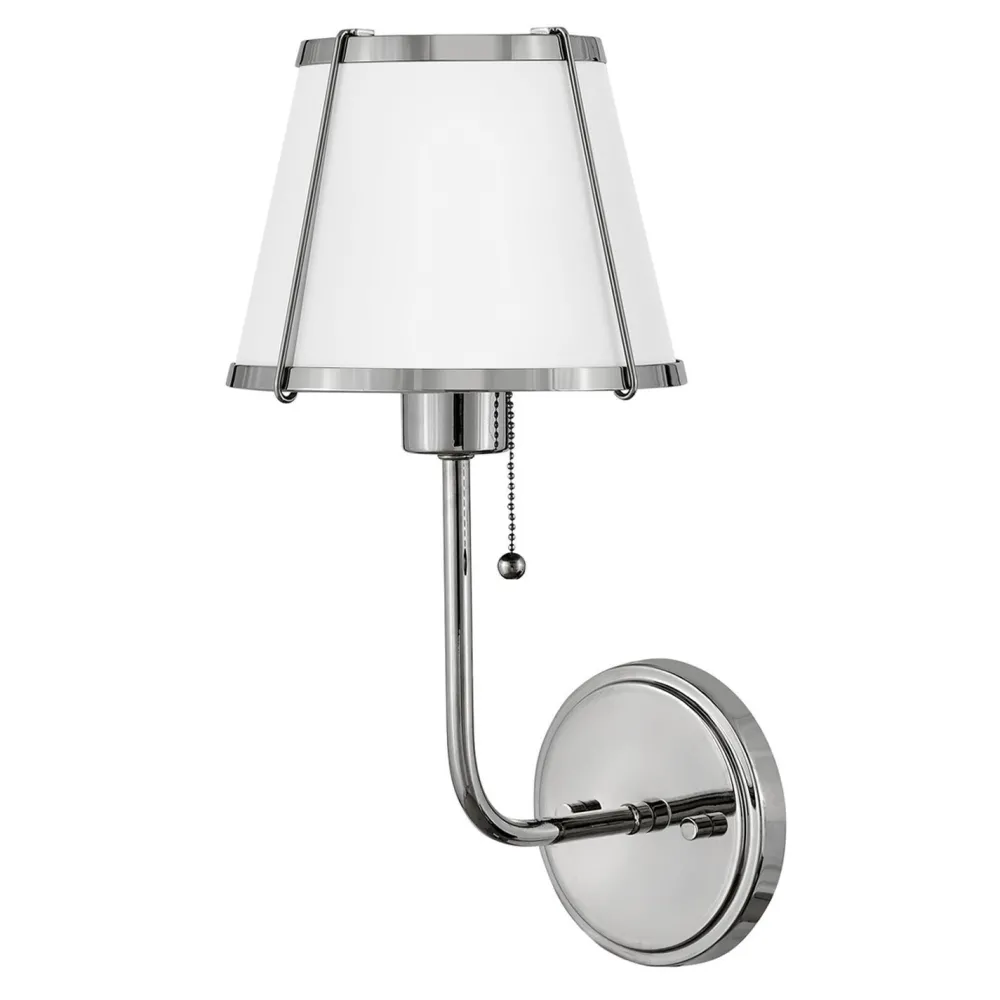 Elstead Wandleuchte mit Schalter Metall 40 cm hoch Nickel Weiß* Wandleuchten|Wohnzimmerlampen