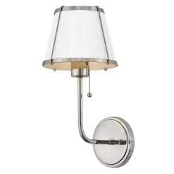 Elstead Wandleuchte mit Schalter Metall 40 cm hoch Nickel Weiß* Wandleuchten|Wohnzimmerlampen