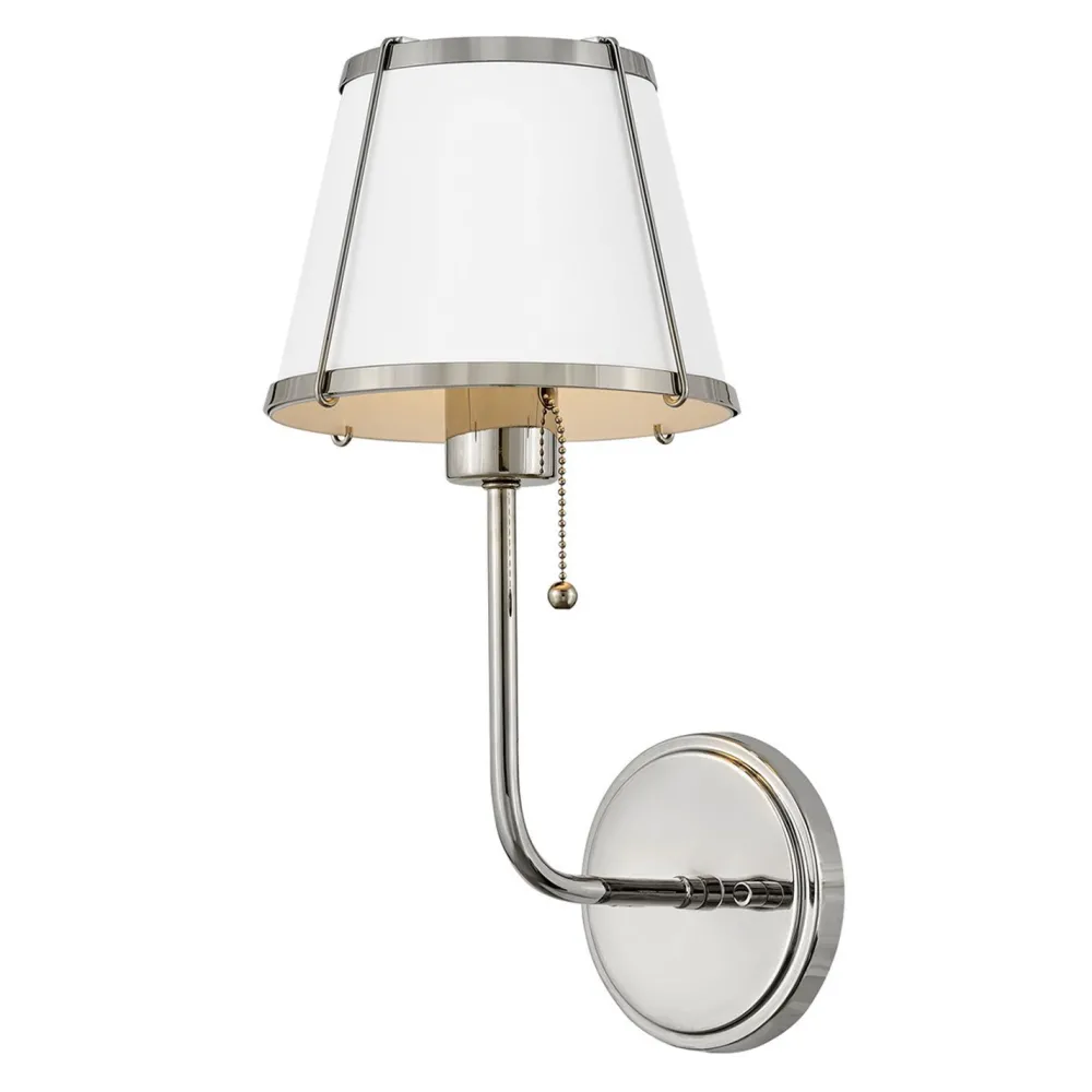 Elstead Wandleuchte mit Schalter Metall 40 cm hoch Nickel Weiß* Wandleuchten|Wohnzimmerlampen