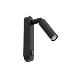 Best TK Lighting Wandleuchte mit Schalter Metall G9 H: 22cm schwenkbar Schwarz