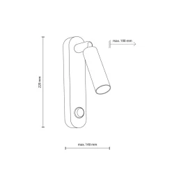 Best TK Lighting Wandleuchte mit Schalter Metall G9 H: 22cm schwenkbar Schwarz