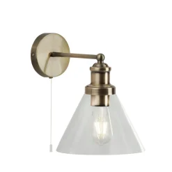 Searchlight Wandleuchte mit Schalter E27 Glas Metall Vintage Design* Wohnzimmerlampen|Glaslampen