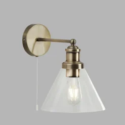Searchlight Wandleuchte mit Schalter E27 Glas Metall Vintage Design* Wohnzimmerlampen|Glaslampen