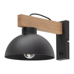 Online TK Lighting Wandleuchte mit Schalter Metall Holz B: 18 cm klein E27