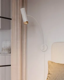 By Rydéns Wandleuchte mit Schalter Weiß Metall Schwenkarm GU10* Wandleuchten|Wohnzimmerlampen