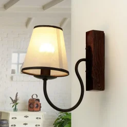 Luminex Wandleuchte mit Schirm Braun Beige Landhausstil* Wandleuchten|Rustikale Lampen