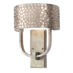 Elstead Wandleuchte mit Schirm in Silber antik Metall Stoff* Wandleuchten|Flurlampen