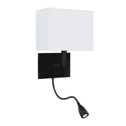 Outlet Searchlight Wandleuchte mit Schwanenhals Schalter E27 Schwarz Weiß