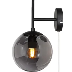 By Rydéns Wandleuchte mit Stecker E27 Metall Rauchglas Kugelschirm* Wandleuchten|Wohnzimmerlampen