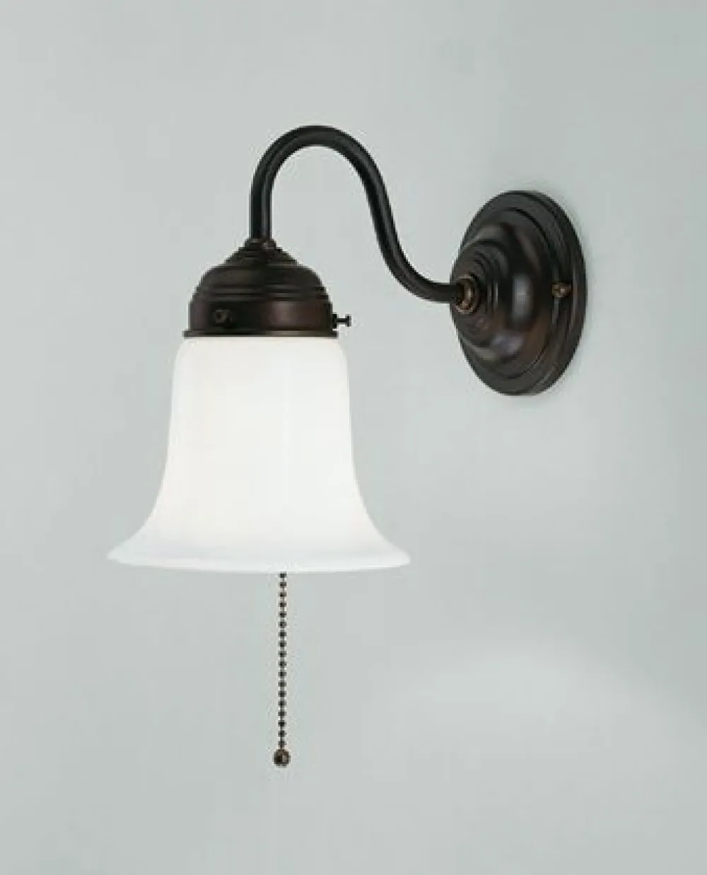 Berliner Messingleuchten Wandleuchte mit Zugschalter Messing Antik Glas T:22 cm* Wohnzimmerlampen|Metall Lampen