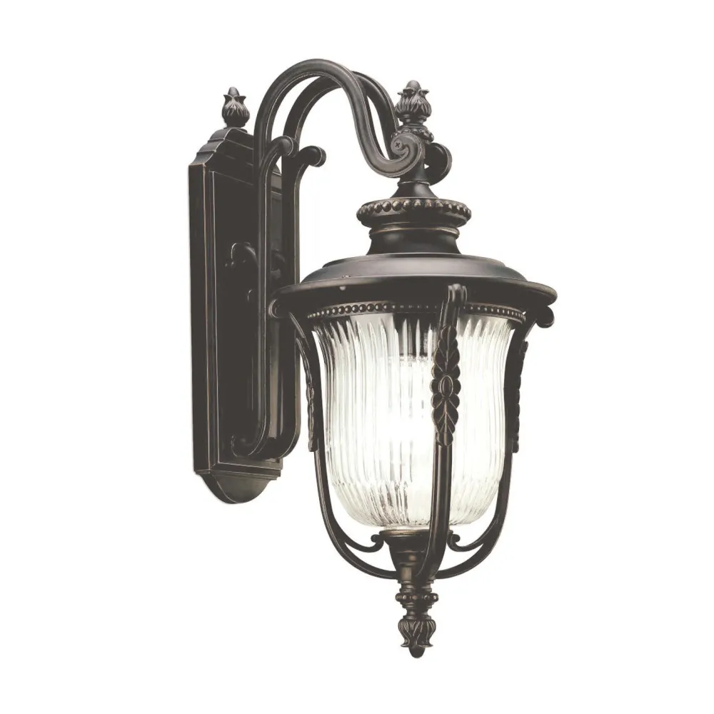 Best Elstead Wandleuchte MORGANA in Bronze Riffelglas IP44 außen