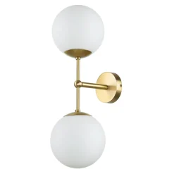 Discount Giovanni Battista Wandleuchte MUSA Messing Glas in Bronze hell Weiß