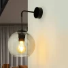 Nowodvorski Wandleuchte Rauchglas Kugelschirm E27 Pendelarm Schwarz* Wandleuchten|Retro Lampen