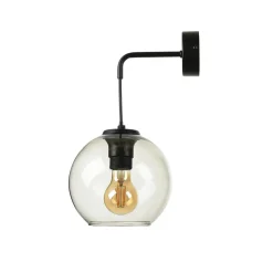 Nowodvorski Wandleuchte Rauchglas Kugelschirm E27 Pendelarm Schwarz* Wandleuchten|Retro Lampen