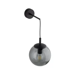 TK Lighting Wandleuchte Rauchglas Metall H: 45 cm B: 18 cm E27 Kugel* Wandleuchten|Küchenlampen