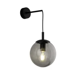 TK Lighting Wandleuchte Rauchglas Metall H: 45 cm B: 18 cm E27 Kugel* Wandleuchten|Küchenlampen