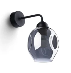 New Sollux Wandleuchte Rauchglas Schwarz E27 dekorativ SEGIN