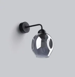 New Sollux Wandleuchte Rauchglas Schwarz E27 dekorativ SEGIN