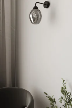New Sollux Wandleuchte Rauchglas Schwarz E27 dekorativ SEGIN