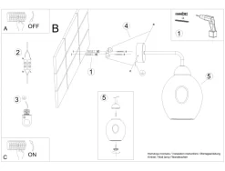 New Sollux Wandleuchte Rauchglas Schwarz E27 dekorativ SEGIN