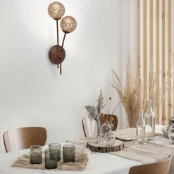 Outlet Paul Neuhaus Wandleuchte Rustikal Rostbraun Gold H:44 cm G9 2-flmg