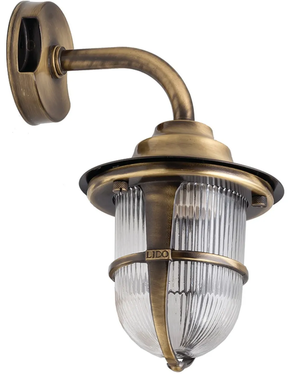 Hot Lido Wandleuchte SANTORIN Messing Riffelglas IP64 Maritim
