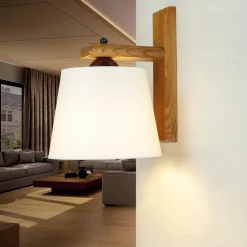 Lamkur Wandleuchte Schirm Holz wohnlich BEVERELY Lampe