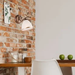 Lamkur Wandleuchte Schirm Shabby Braun antik Metall* Wandleuchten|Küchenlampen