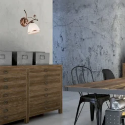 Lamkur Wandleuchte Schirm Shabby Braun antik Metall* Wandleuchten|Küchenlampen